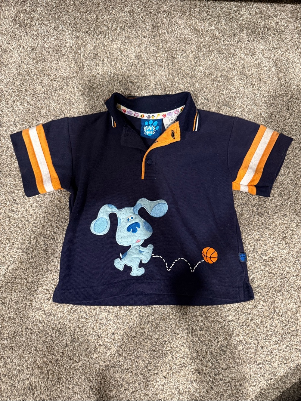 Vintage Blue’s Clues 3T Boys Kids Orange, Navy, Orange Polo Shirt
